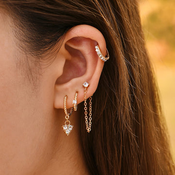 5Pair Fashion Round Twist Copper Small Hoop Earrings Set for Women Simple Gold CZ Crystal Long Chain Earring Jewelry 2021 New daiiibabyyy